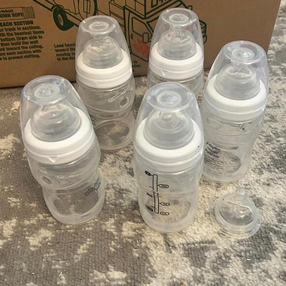 Playex Nurser Bottles Drop In Liners Five Bottles + Six Brand New Nipples - Picture 1 of 4